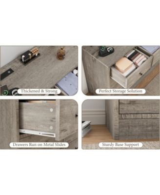  Drawer Dresser for Bedroom, 61 in Long Modern Black Dresser TV Stand with Charging Station, Large Wooden Chest Od Drawers for Nursery, Closet