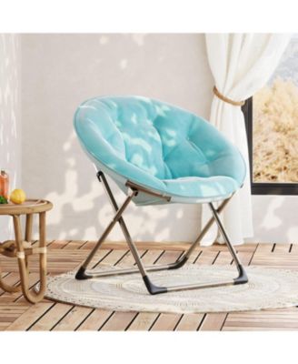 Comfy Oversized Saucer Chair – Soft Plush Fabric Reading Lounger for Adults, Stable X-Large Metal Frame Foldable Accent Lazy Chair for Bedroom