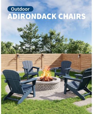 Modern HDPE Plastic Adirondack Chair Set of 2 - Oversize 380 LB Poly Lumber Weather Resistant Firepit Chair - Outdoor Patio Chairs