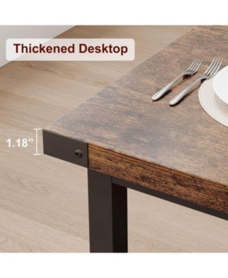 70.87 Inch Large Farmhouse Dining Table with Wood Grain Engineered Panels and Sturdy Black Metal Legs Seats 6-8 Dual Use