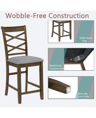 Wooden Counter Height Chairs Set of 4 with Padded Seat