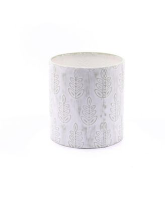 Set of 2  Leaf Embossed Metal Cachepot Planters  Stand