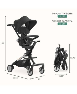 Baby evolur Velo Rider stroller: lightweight for ages 6–36 months with one-hand fold, footrest, rear platform, and 5-point harness.