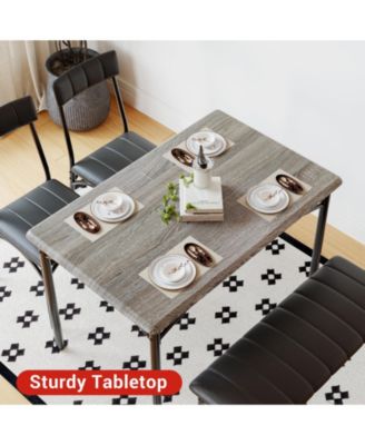 4 Piece Rustic Upholstered Dining Set – Table, Chairs & Bench