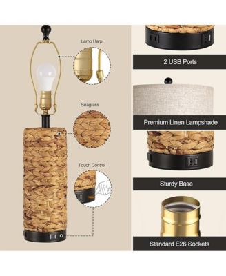 25.5-Inch Tall Farmhouse Rustic Table Lamps Set of 2 for Living Room, 3-Color Temperature Dimmable Country Antique