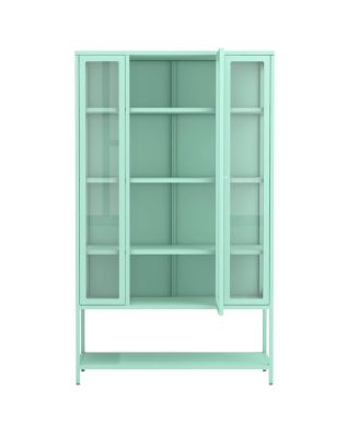 Iron Display Cabinet with Glass Door and LED Lights