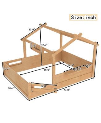 Full Size Floor Bed with Guardrails, Roof, Tray & Signboard