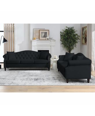 79" Chesterfield Velvet Sofa for Living Room, 3 Seater Tufted Couch