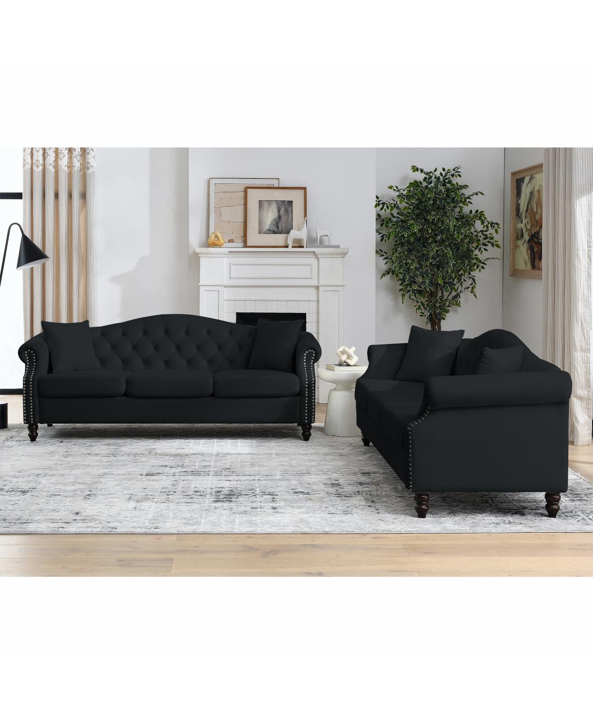 Streamdale Furniture 79" Chesterfield Velvet Sofa for Living Room, 3 Seater Tufted Couch