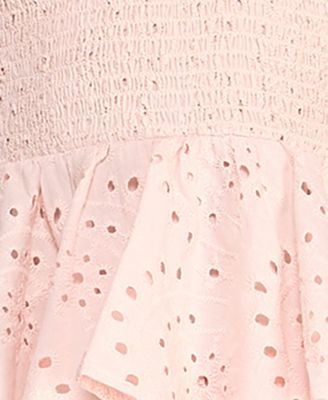 Juniors' Smocked Eyelet Halter Dress