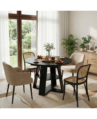 Extendable Round Dining Table for 4-8
