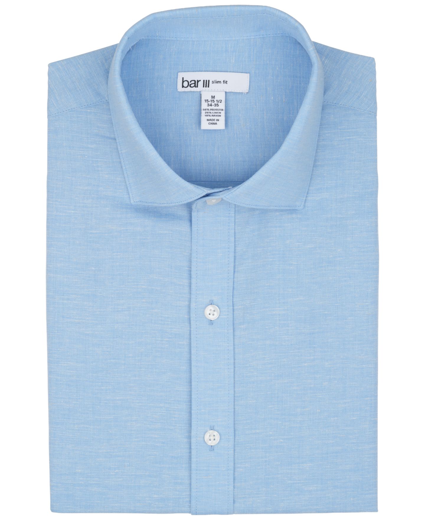 Мужская рубашка Bar III Slim-Fit Linen Dress Shirt, цвет: Синий — фото 7