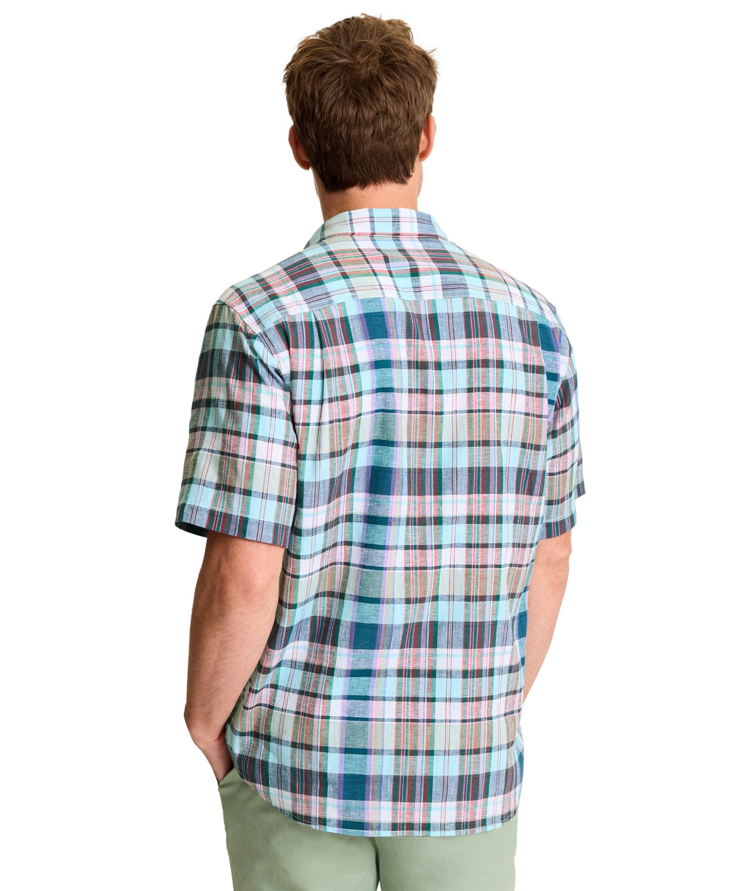 Мужская рубашка Tommy Bahama Barbados Breeze Tavira Check Linen Regular-Fit, цвет: Синий — фото 3