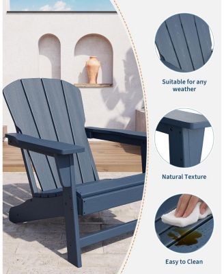 Modern HDPE Plastic Adirondack Chair Set of 6 - Oversize 380 LB Poly Lumber Weather Resistant Firepit Chair - Outdoor Patio Chairs