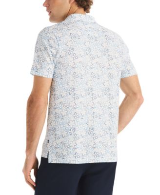 Men's Short-Sleeve Floral Outline Print Golf Polo Shirt