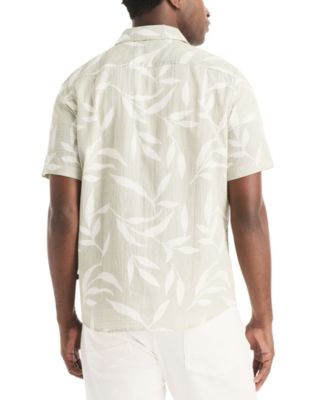 Men's Short-Sleeve Leaf Dobby Woven Shirt