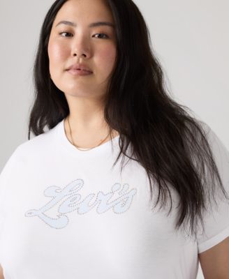 Plus Size Rhinestone Perfect Graphic Logo Cotton T-Shirt