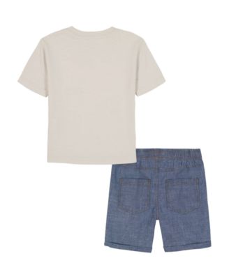Boys' Toddler 2T-5T Short-Sleeve T-Shirt and Denim Shorts, 2-Piece Set