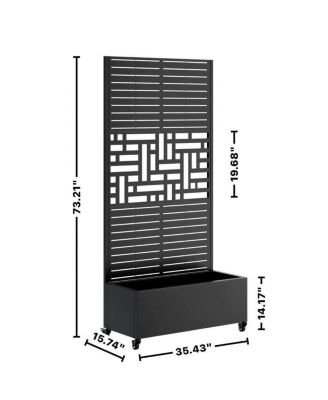 Metal Planter Box with Trellis, 73"x35"x16 Raised Garden Bed with Wheels
