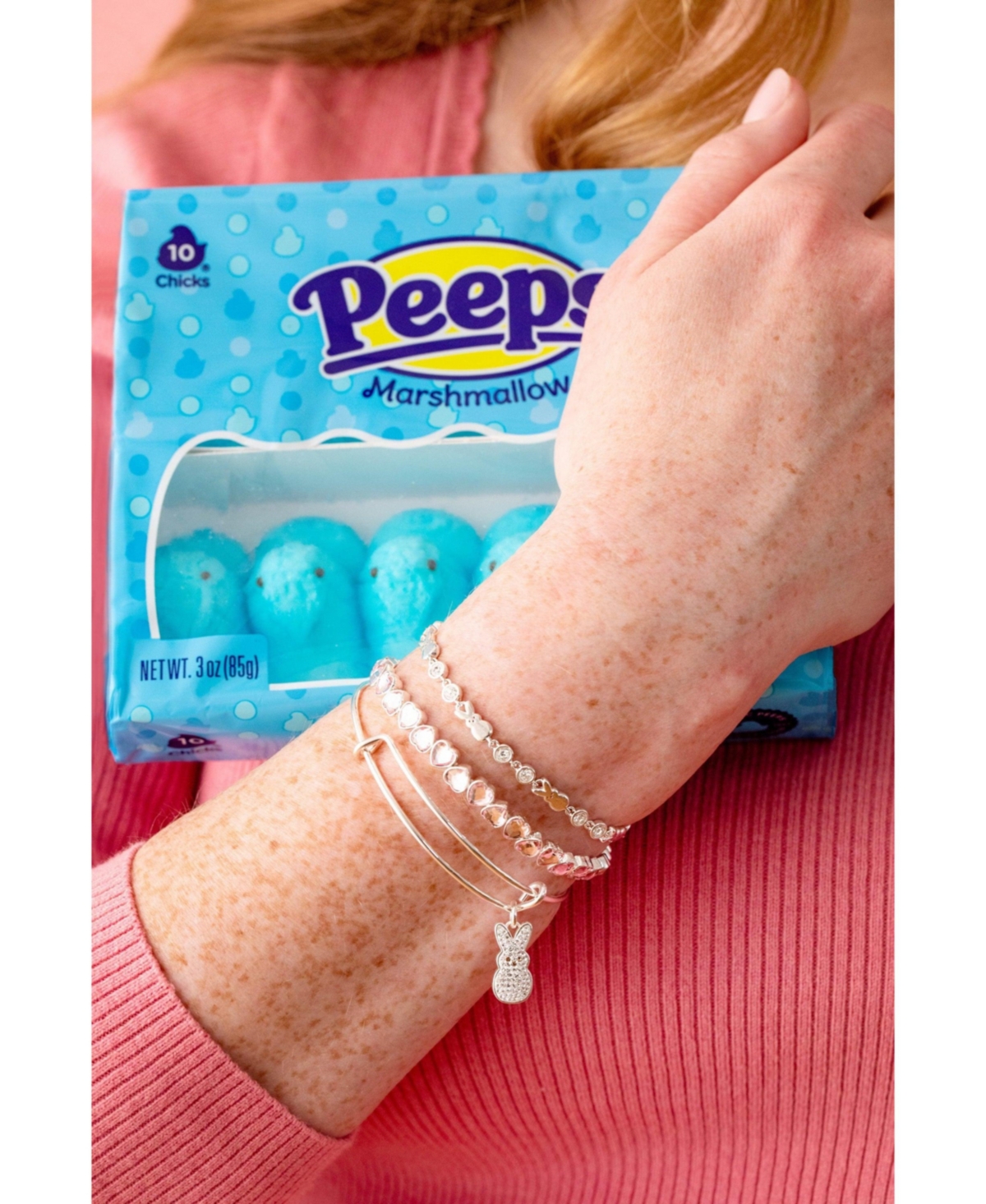 Alex and Ani Peeps Pave Crystal Bunny Charm Bangle Bracelet