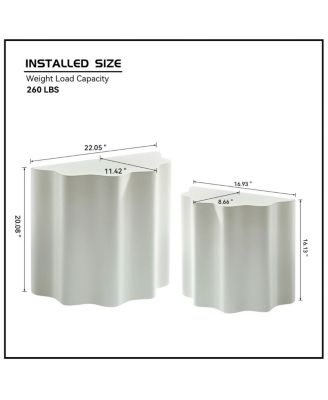 Modern Fiberglass Wavy Edge Coffee & Entryway Table Set - No Assembly