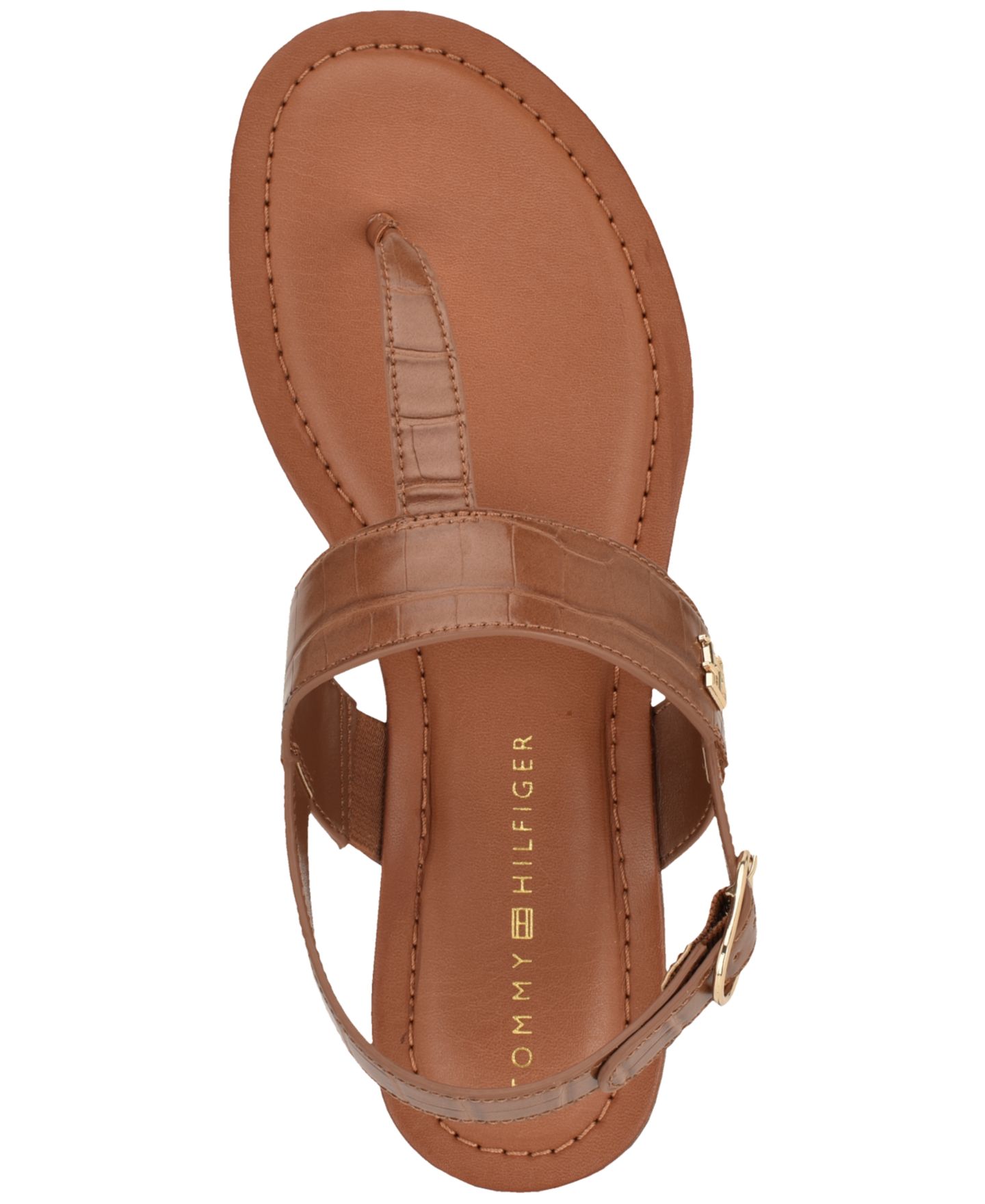 Женские сандалии Tommy Hilfiger Lenian T-Strap Flat Slingback Sandal, цвет: Коньячный — фото 4