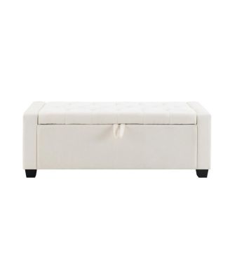 48" Storage Ottoman Bench with Safety Hinge, Upholstered Entryway Seating