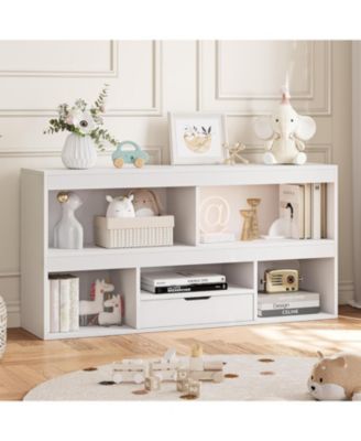 5-Cube Kids Toy Storage Organizer – Wooden Bookshelf, 2-Tier Children Bookcase and Toy Storage Cabinet for Playroom, Nursery