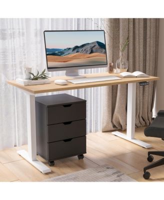 3-Drawer Vertical Filing Cabinet, Wood Mobile File Cabinet, Storage Cabinet with Wheels, Under Desk for Home Office