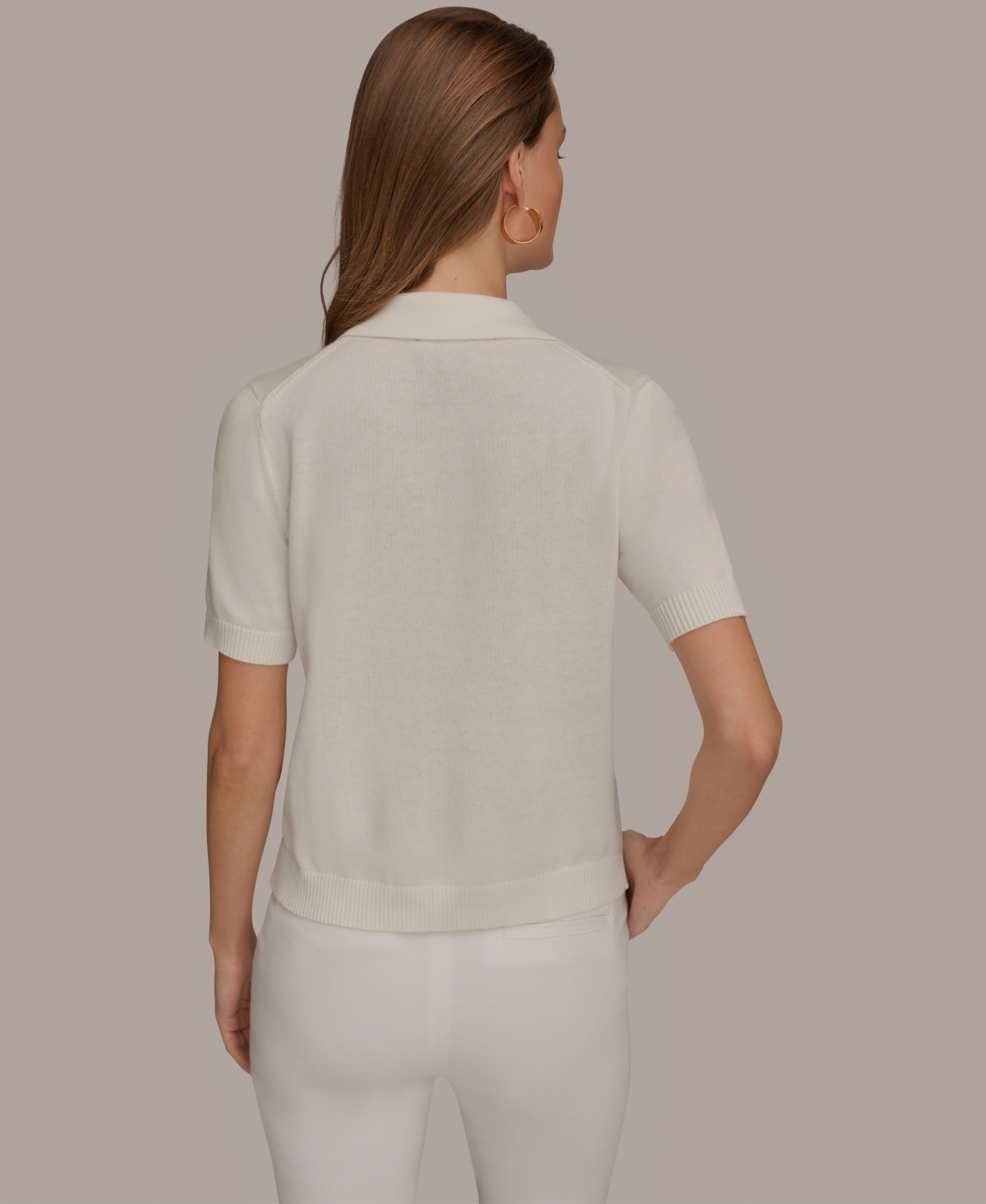 Donna Karan Weekend Women's Elbow-Sleeve Polo Sweater