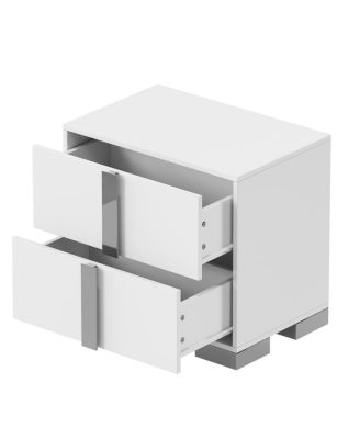 Modern End Table with Drawers & Mirrored Handles