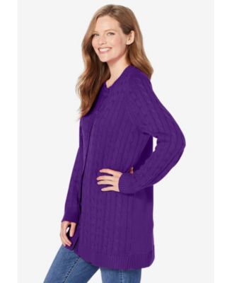 Plus Size Within Cotton Cable Knit Cardigan Sweater