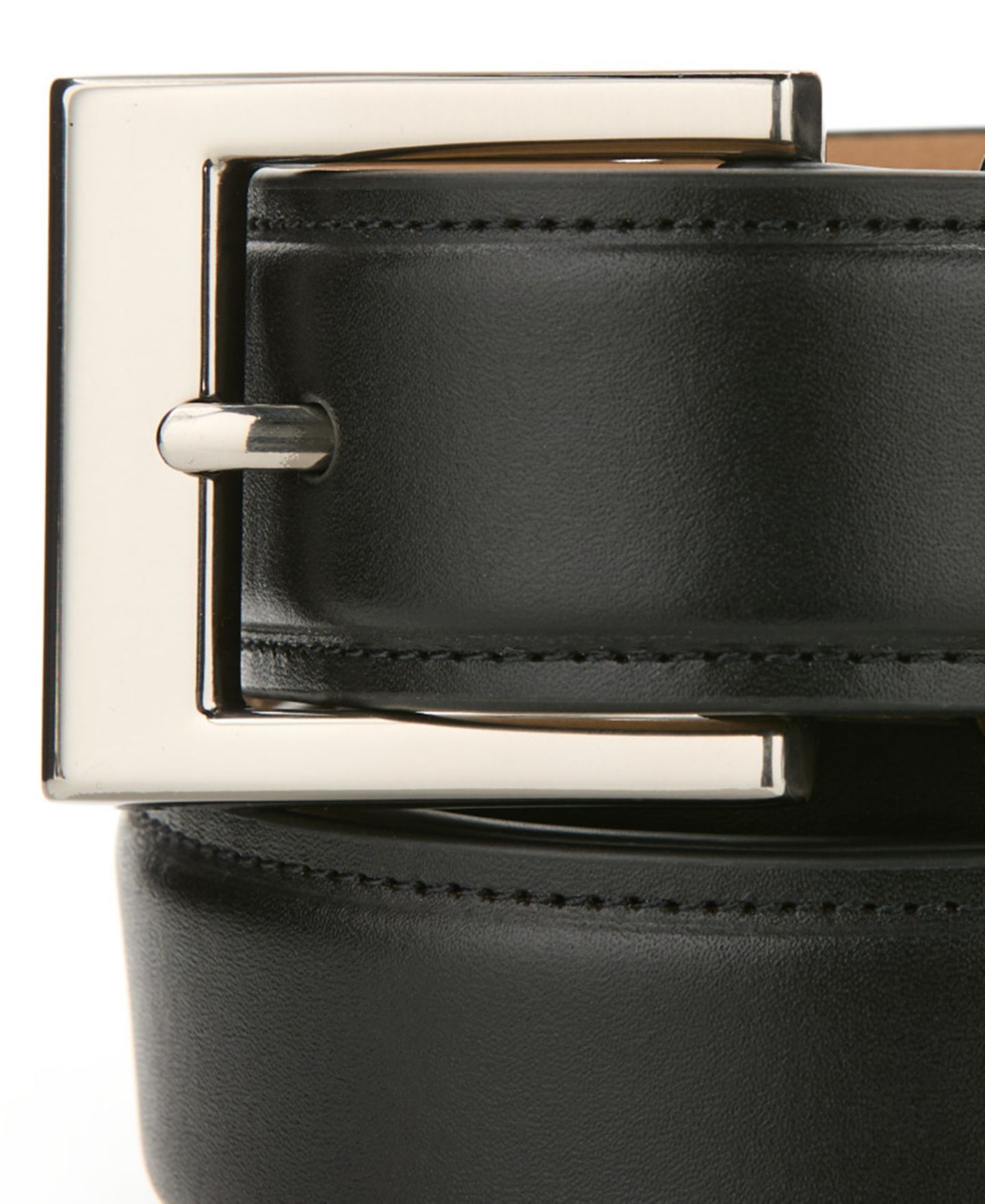 Мужской ремень Perry Ellis Portfolio Fine Leather Burnish Belt, цвет: Чёрный — фото 2