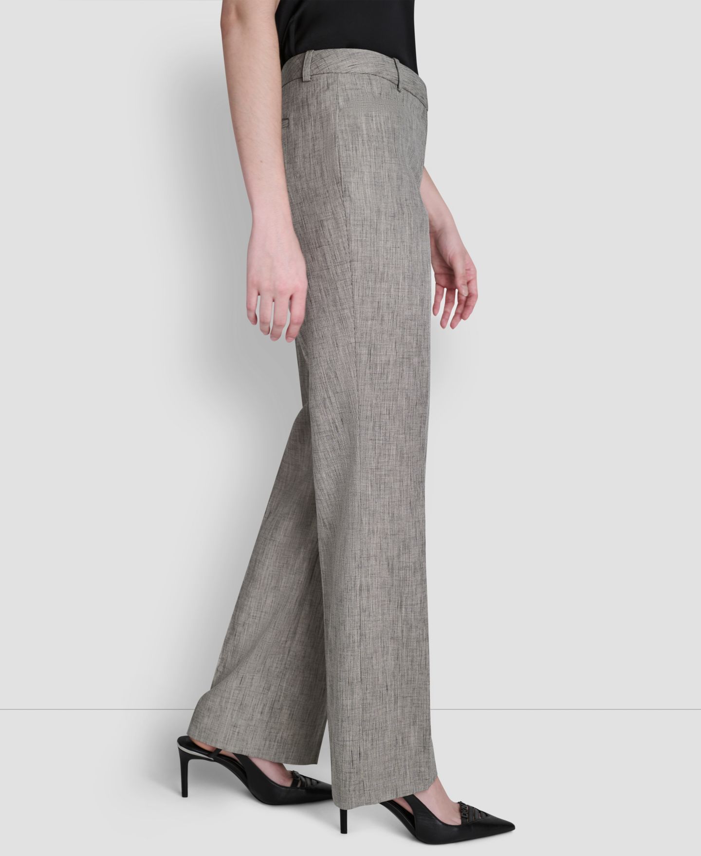 Женские брюки DKNY Petite Crosshatch Modern Fit, цвет: Чёрный / Кокосовый — фото 3