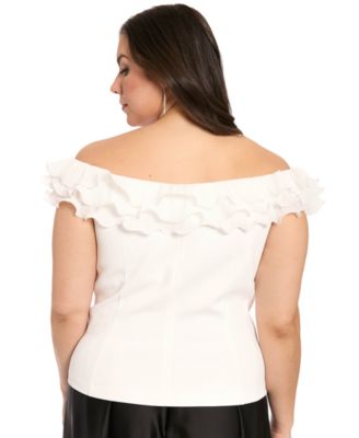 Plus Size Ruffle Organza Off-The-Shoulder Top
