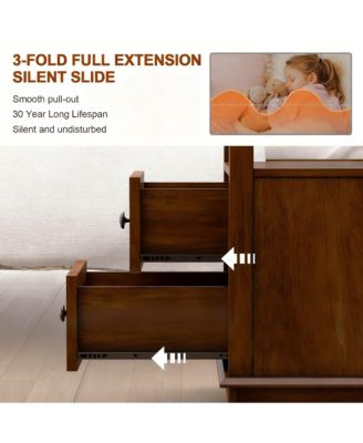 Drawer End Table with Charging Station for Living Room and Bedroom