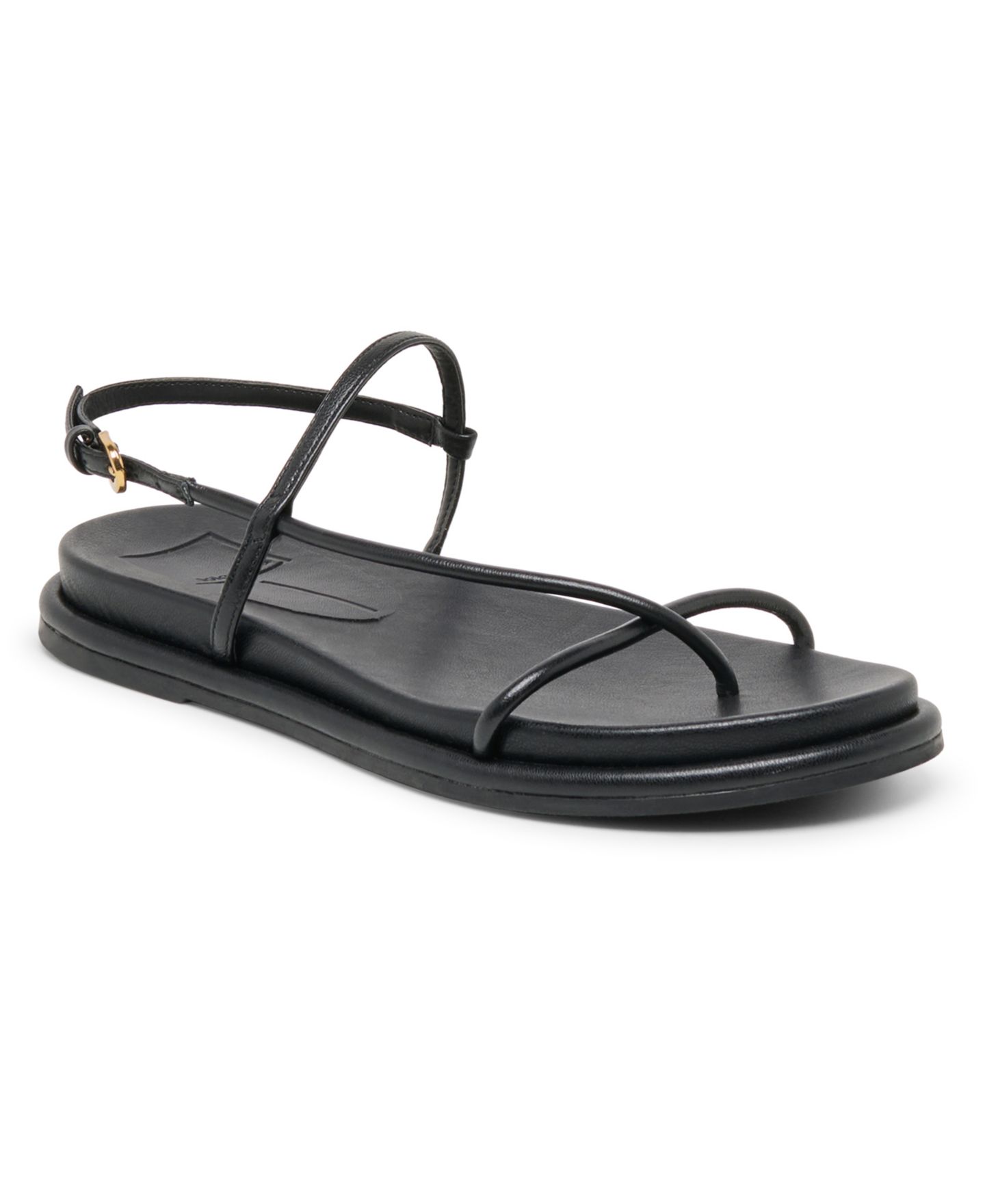 Женские сандалии Dolce Vita Dom Strappy Round Toe Footbed, цвет: Чёрный кожаный — фото 1