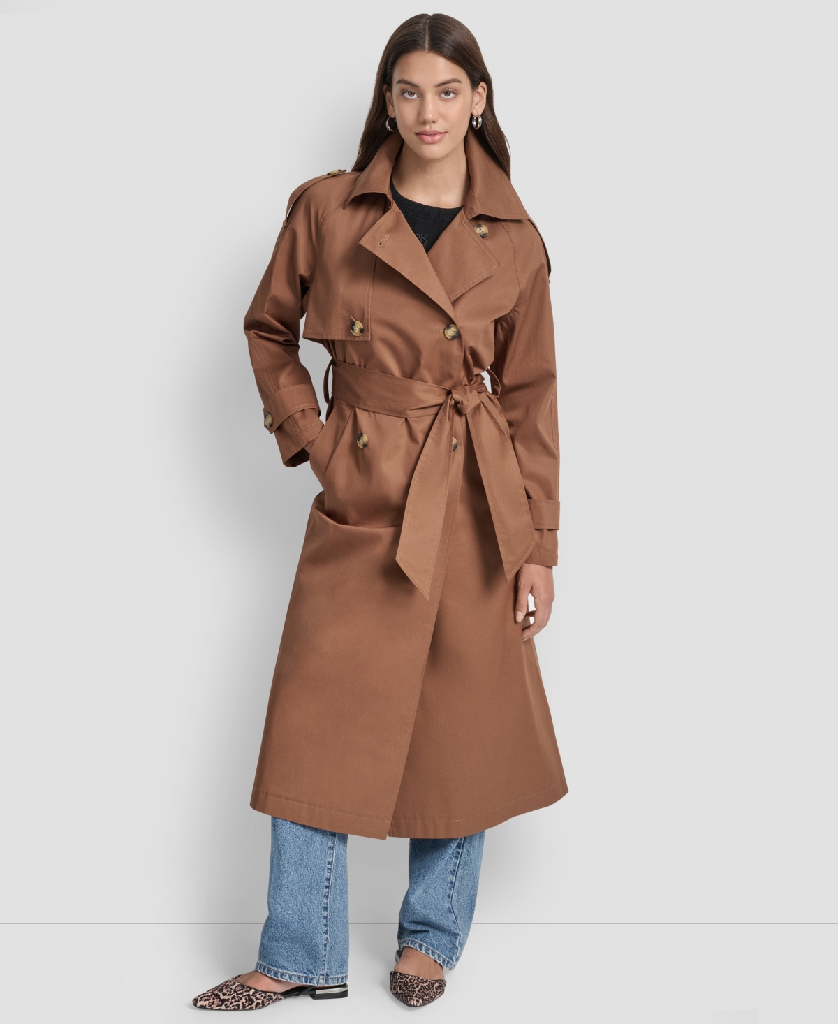 Dkny Jeans Women's Cotton Double-breasted Trench Coat