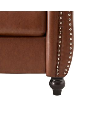 Chesterfield Club Chair with Scrolled Arms, Nailhead Trim, and Solid Wood Legs