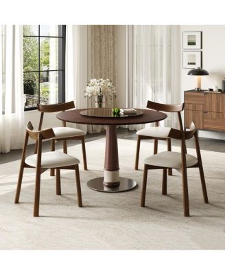 Solid Wood Dining Table Set Chairs, Round Table, Lazy Susan, Retro Kitchen Set