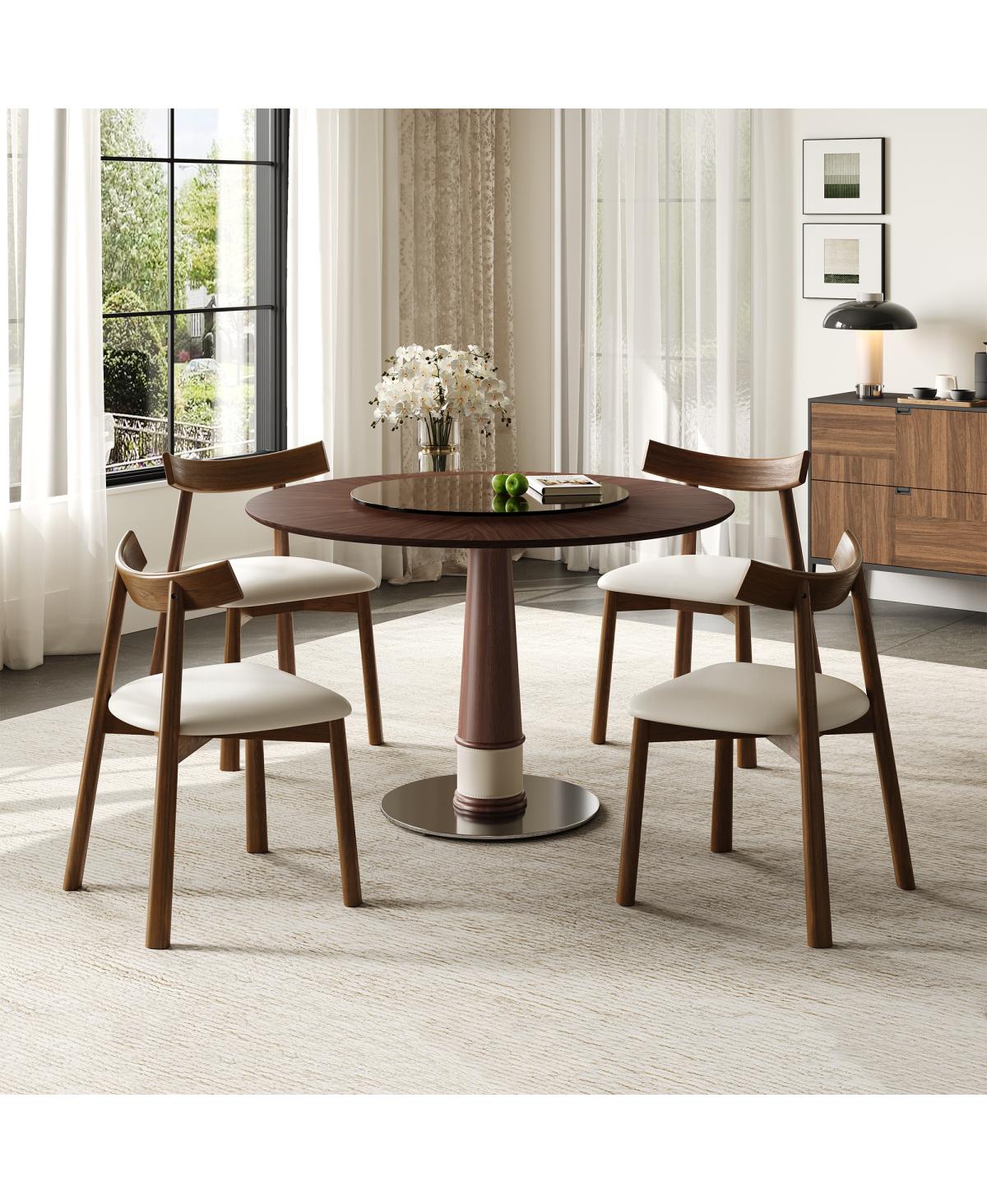 Streamdale Furniture Solid Wood Dining Table Set Chairs, Round Table, Lazy Susan, Retro Kitchen Set