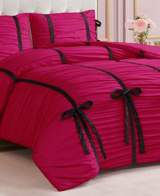 Amelie Velvet Bows Ruched 3-Pc. Comforter Set, Full/Queen