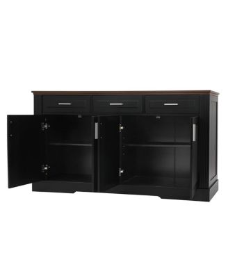  63" Fluted Sideboard Buffet Cabinet with Storage, Modern Coffee Bar Station