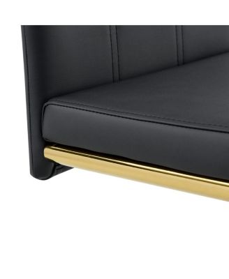 Streamdale 2-Pack Black PU Upholstered Dining Chairs with Gold Legs