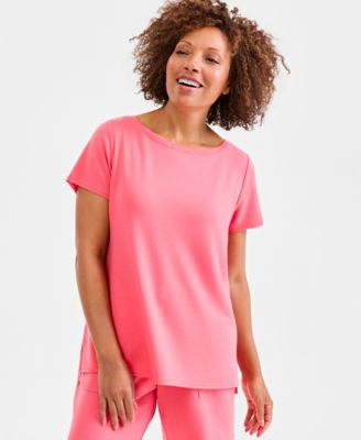 Petite Short-Sleeve Boat Neck Top