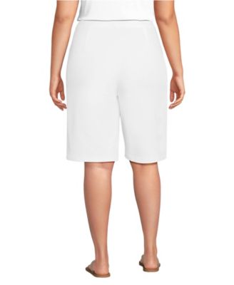 Plus Size Sport Knit High Rise Pleated 12" Bermuda Shorts