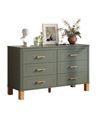 Streamdale 6-Drawer Dresser with Metal Handles & Solid Wood Legs