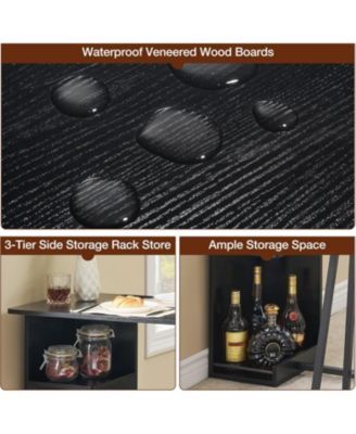 Small Bar Table and Chairs Set for 2 3-Piece Bar Table Set with 3 Tier Storage Shelves Space Saving Table for Small Apartment Dining Room