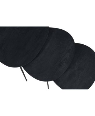 Reeves Abstract Contemporary Solid Acacia Wood Nesting End Tables (Set of 3)