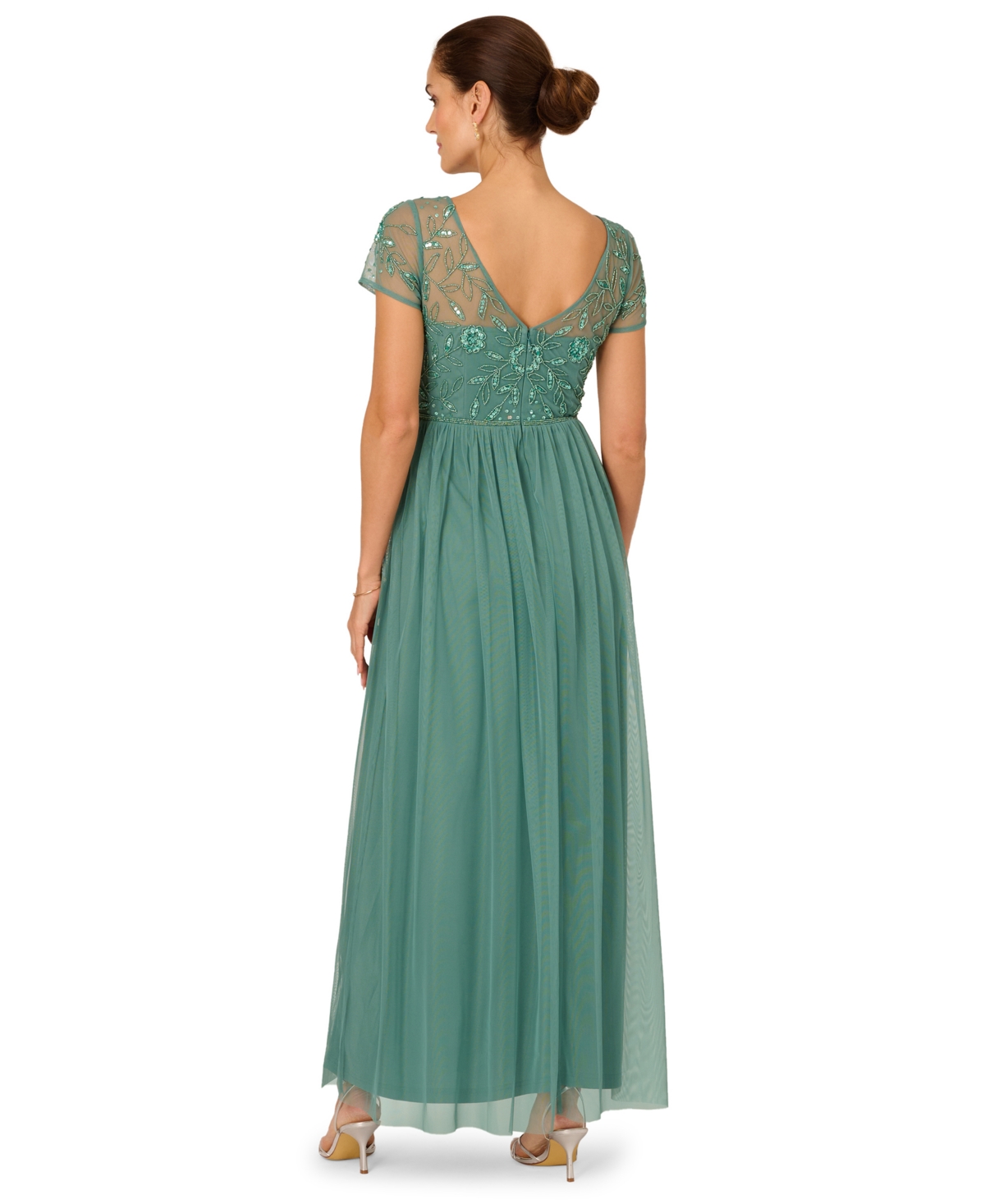 Adrianna Papell Women's Boat-Neck Beaded Mesh Dress